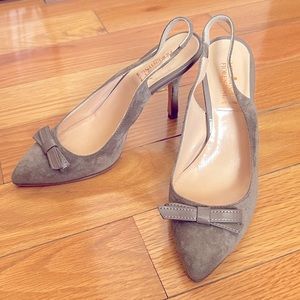 Mercanti Fiorentini Slingback Pumps Size 5.5 Dark Gray Suede